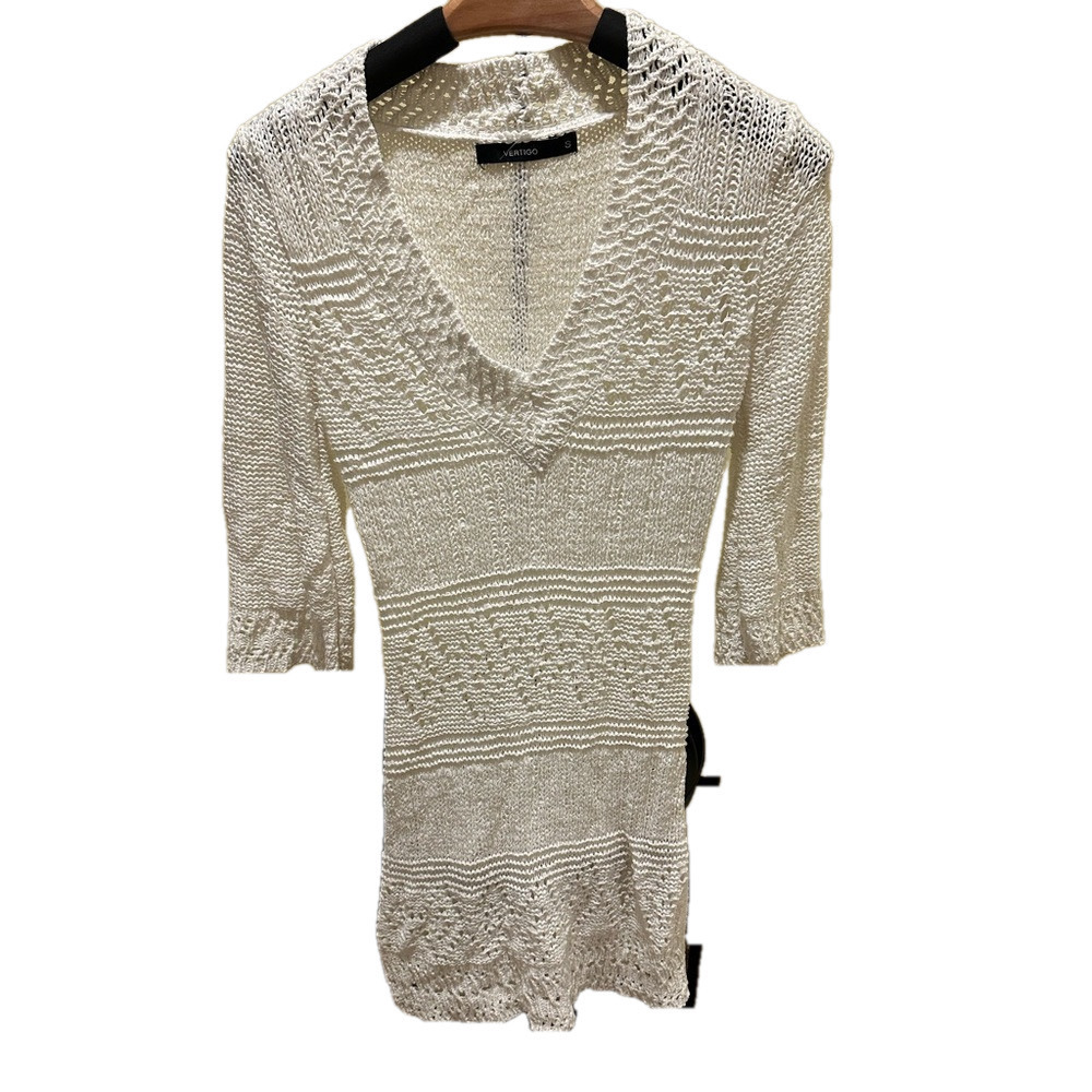 VERTIGO V NECK WHITE KNIT DRESS